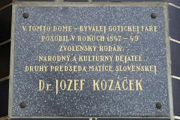 Pamätná tabuľa - Dr. Jozef Kozáček Pamätná tabuľa - Dr. Jozef Kozáček